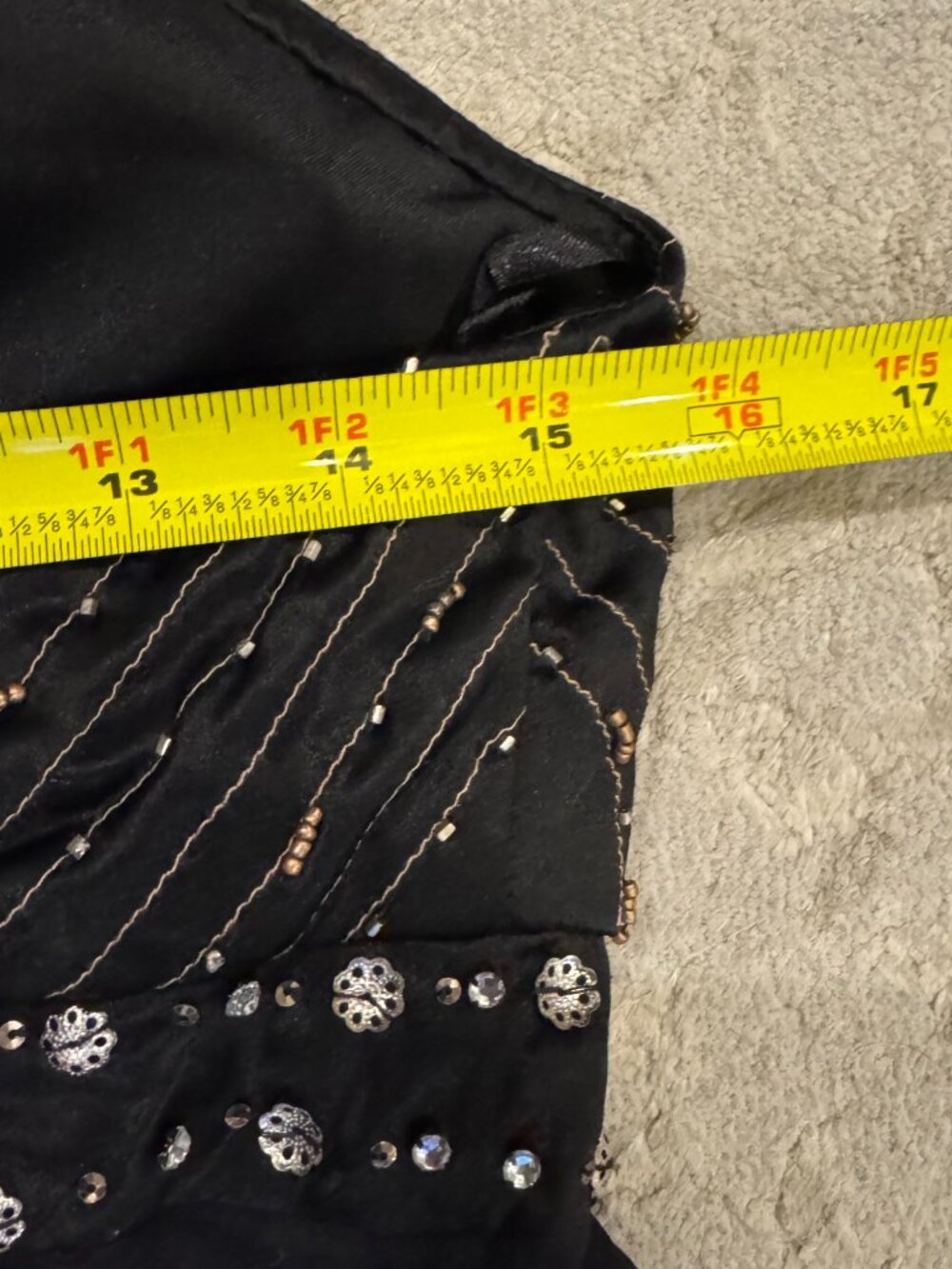 Sue Wong Halter Dress Y2K Sexy #52 Flowers Flapper Black Brown Sequins Midi SILK - Picture 14 of 16